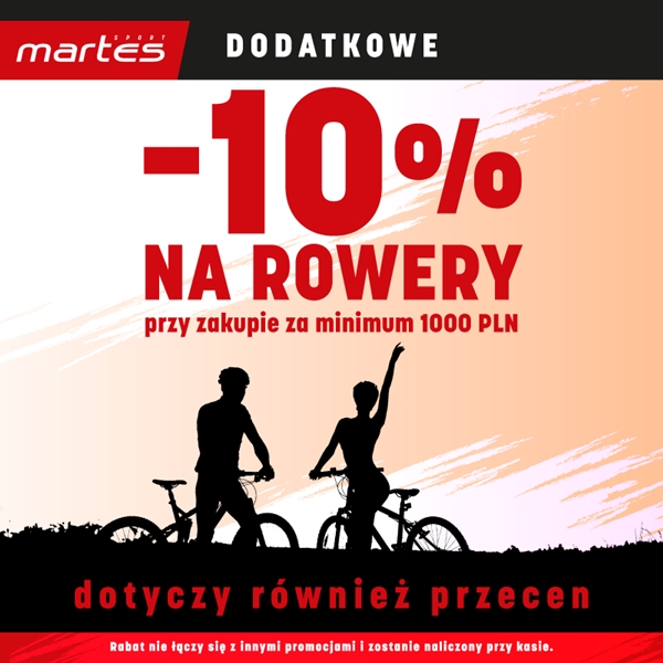 Dodatkowe -10% na rowery w Martes Sport