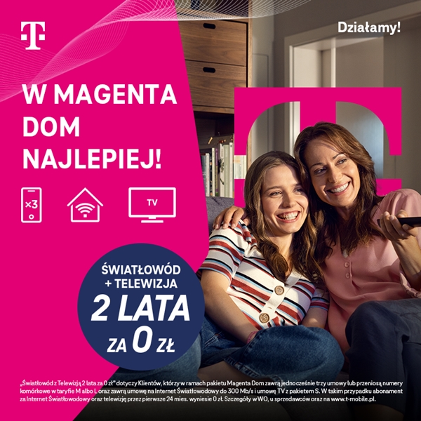 T-Mobile: Abonament komórkowy lub światłowód i telewizja nawet 2 lata za 0 zł