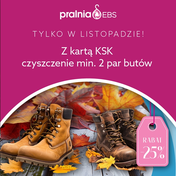 Pralnia EBS: 25% zniżki na czyszczenie butów z kartą KSK