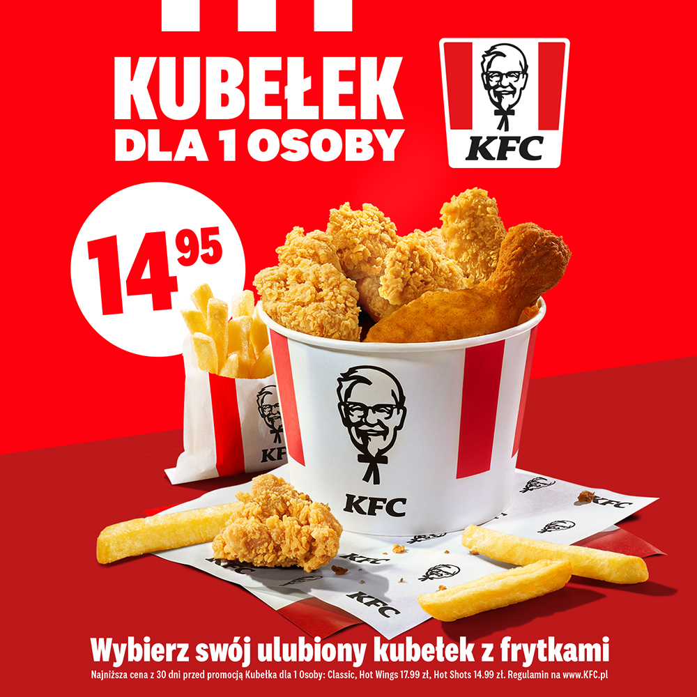 KUBEŁEK DLA 1 OSOBY za 14.95 w KFC! 